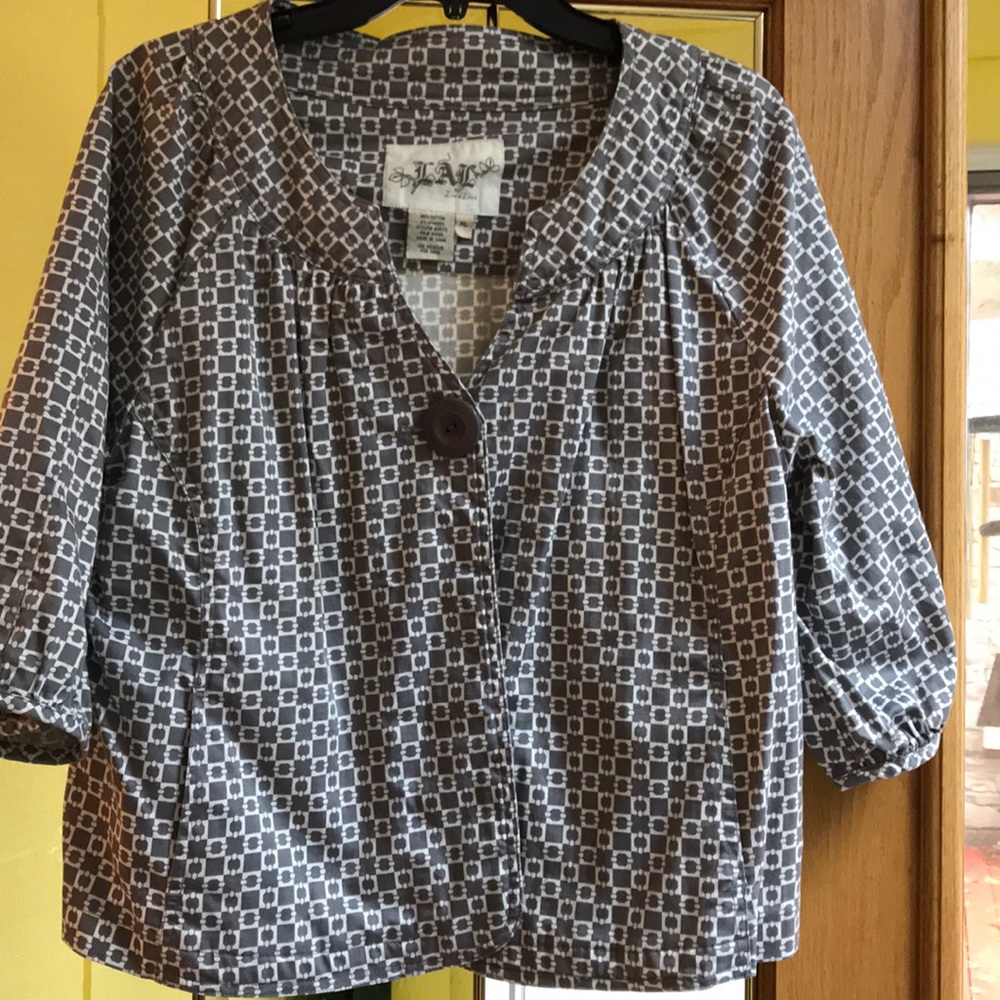 Bubble sleeve gray and white jacket